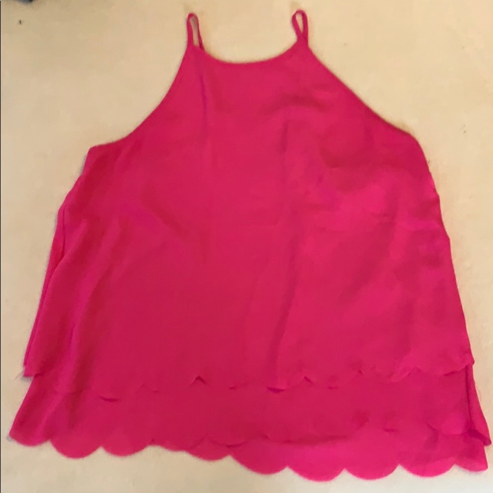 Scalloped pink tank blouse!